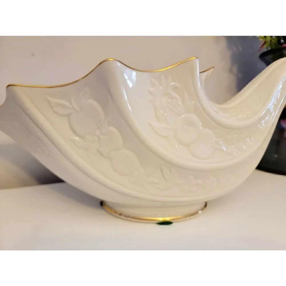 LENOX 1989 Fruits Of Life Cornucopia Porcelain W/ Gold Trim